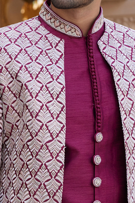 Maroon Art Silk Indo Western (NMK-8204) - Nihal Fashions
