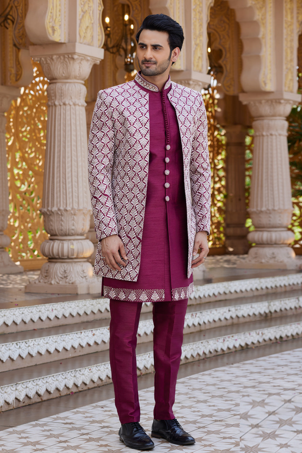 Maroon Art Silk Indo Western (NMK-8204) - Nihal Fashions