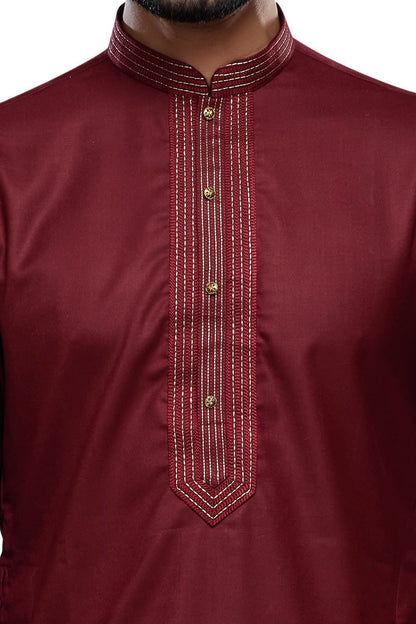 Maroon Art Silk Kurta Pajama (NMK-7494) - Nihal Fashions