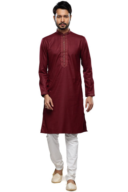 Maroon Art Silk Kurta Pajama (NMK-7494) - Nihal Fashions