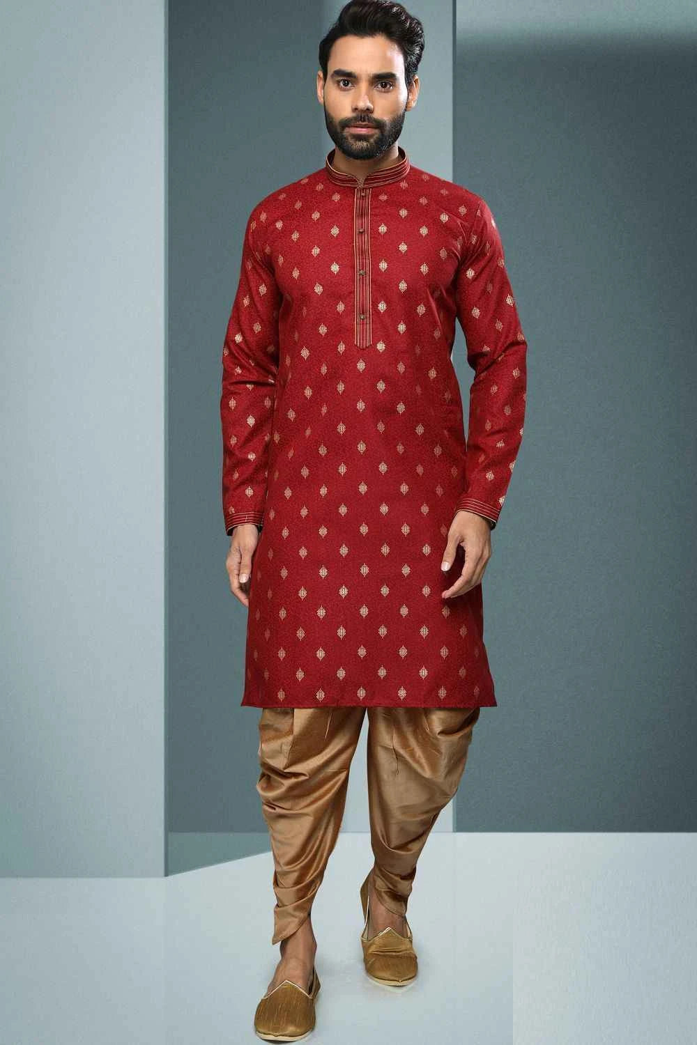 Maroon Cotton Kurta Pajama (NMK-6215)