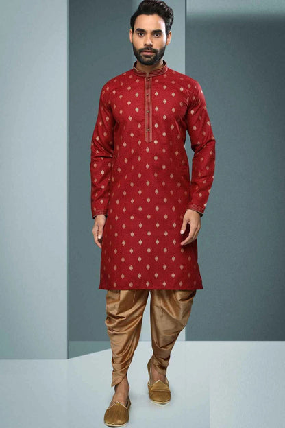 Maroon Cotton Kurta Pajama (NMK-6215)
