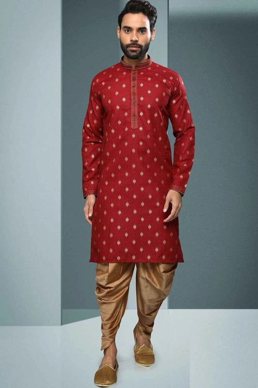 Maroon Cotton Kurta Pajama (NMK-6215)