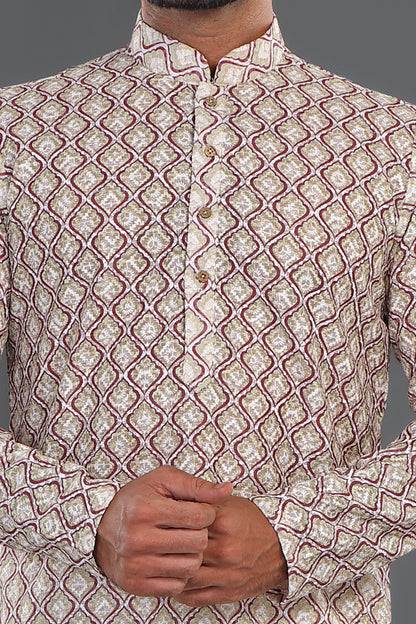 Maroon Cotton Kurta Pajama (NMK-8126) - Nihal Fashions