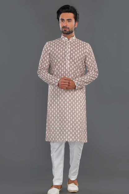 Maroon Cotton Kurta Pajama (NMK-8126) - Nihal Fashions