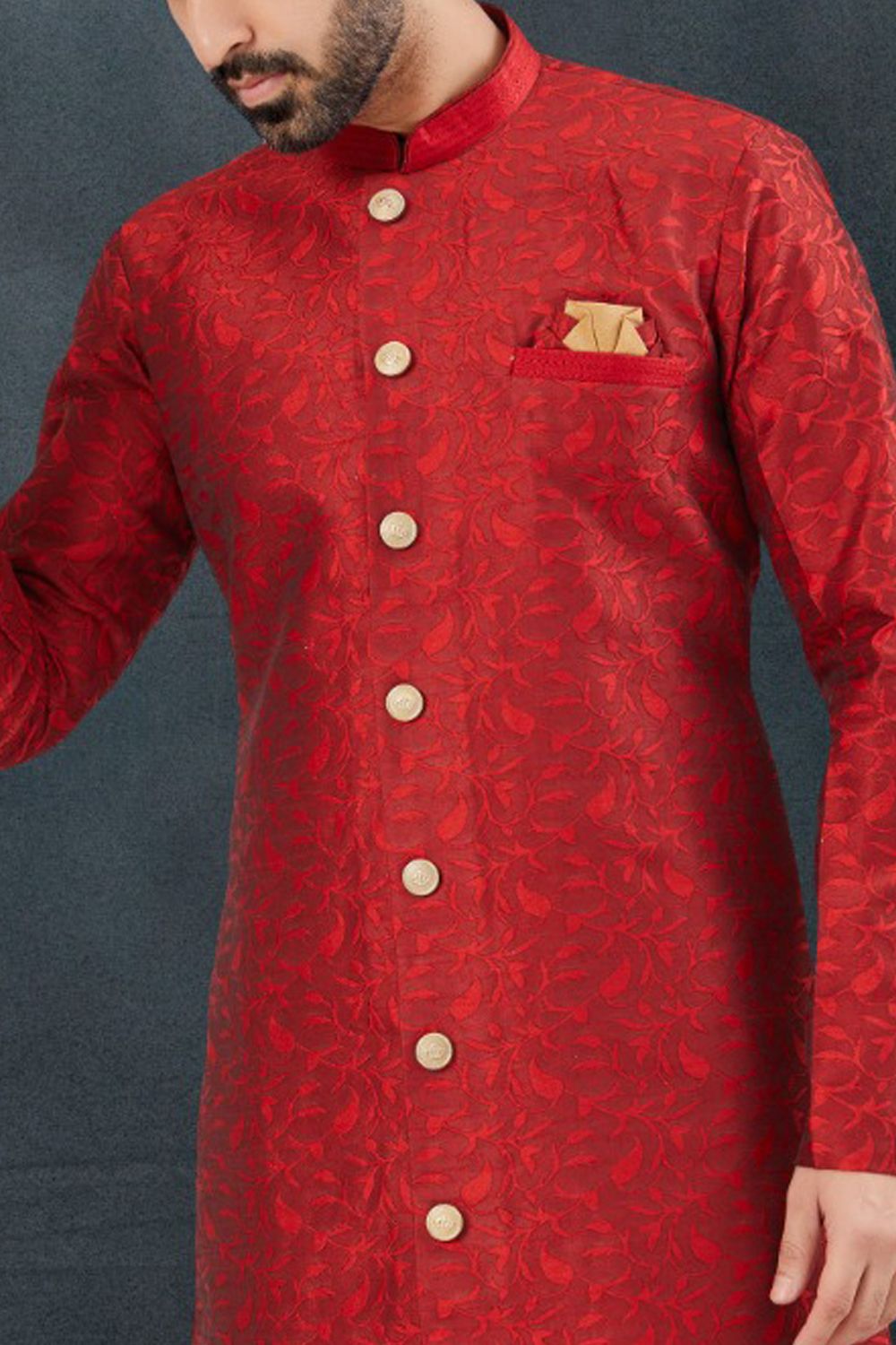 Maroon Jaquard Indo Western (NMK-7620) - Nihal Fashions