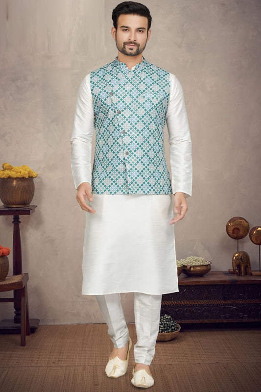Multicoloured Art Silk Mens Nehru Jacket (NMK-6961) - Nihal Fashions