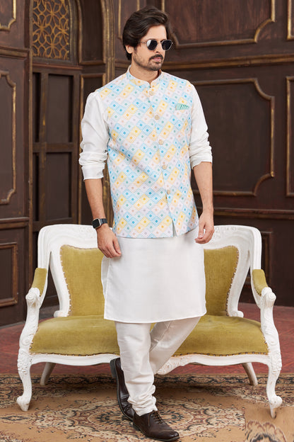 Multicoloured Art Silk Nehru Jacket (NMK-7947) - Nihal Fashions