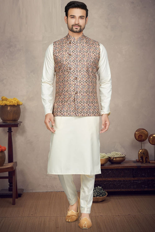Multicoloured Cotton Mens Nehru Jacket (NMK-6951) - Nihal Fashions