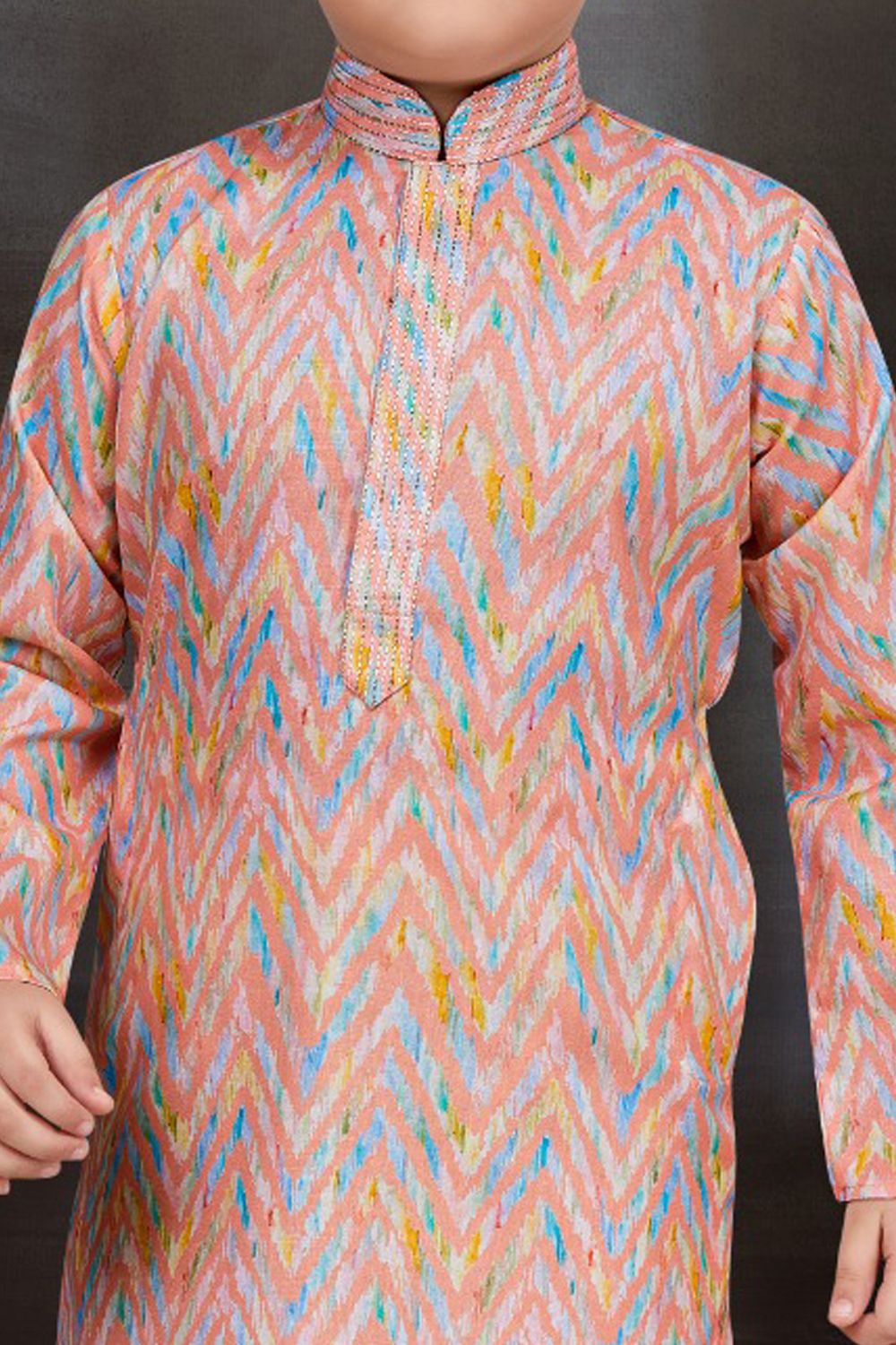 Multicoloured Cotton Printed Boys Kurta Pajama (NKK-792) - Nihal Fashions