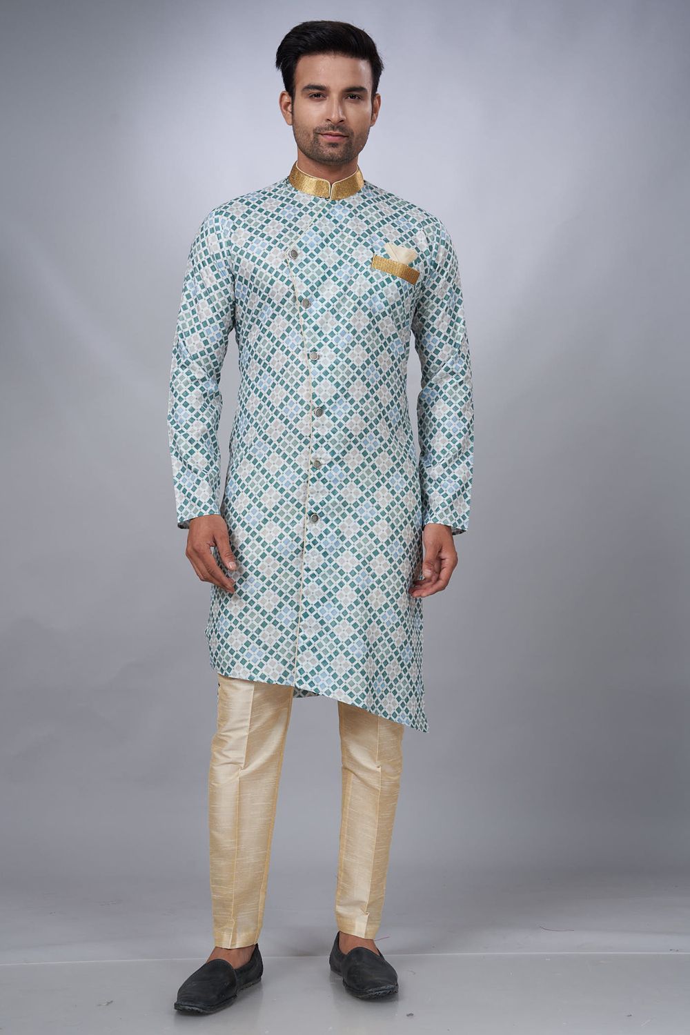 Multicoloured Cotton Printed Indo Western for Men (NMK-6936) - Nihal Fashions