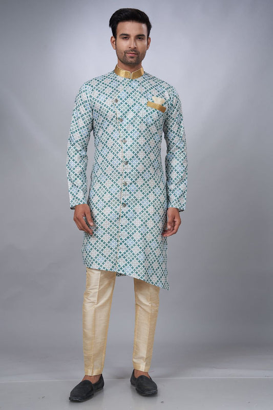 Multicoloured Cotton Printed Indo Western for Men (NMK-6936) - Nihal Fashions