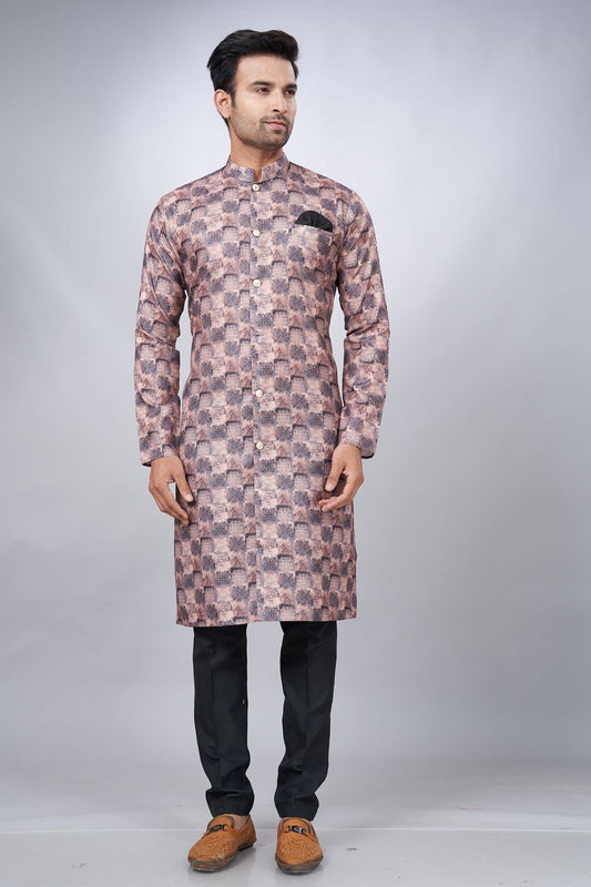 Multicoloured Cotton Printed Indo Western Kurta (NMK-6943) - Nihal Fashions