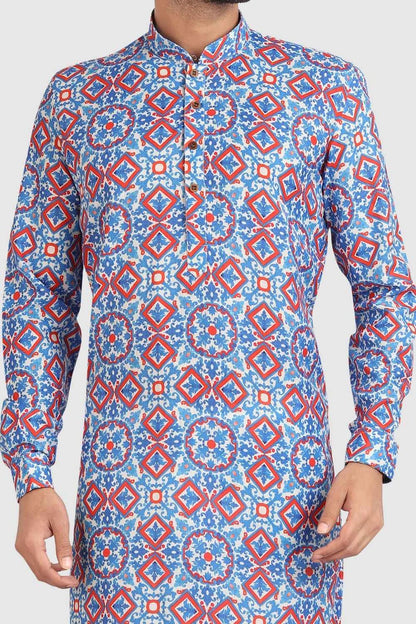 Multicoloured Cotton Printed Kurta Pajama (NMK-5721)
