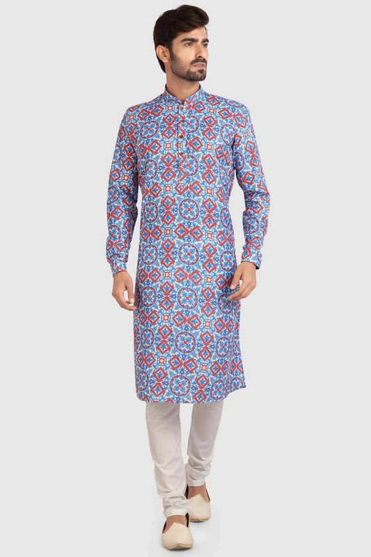 Multicoloured Cotton Printed Kurta Pajama (NMK-5721)