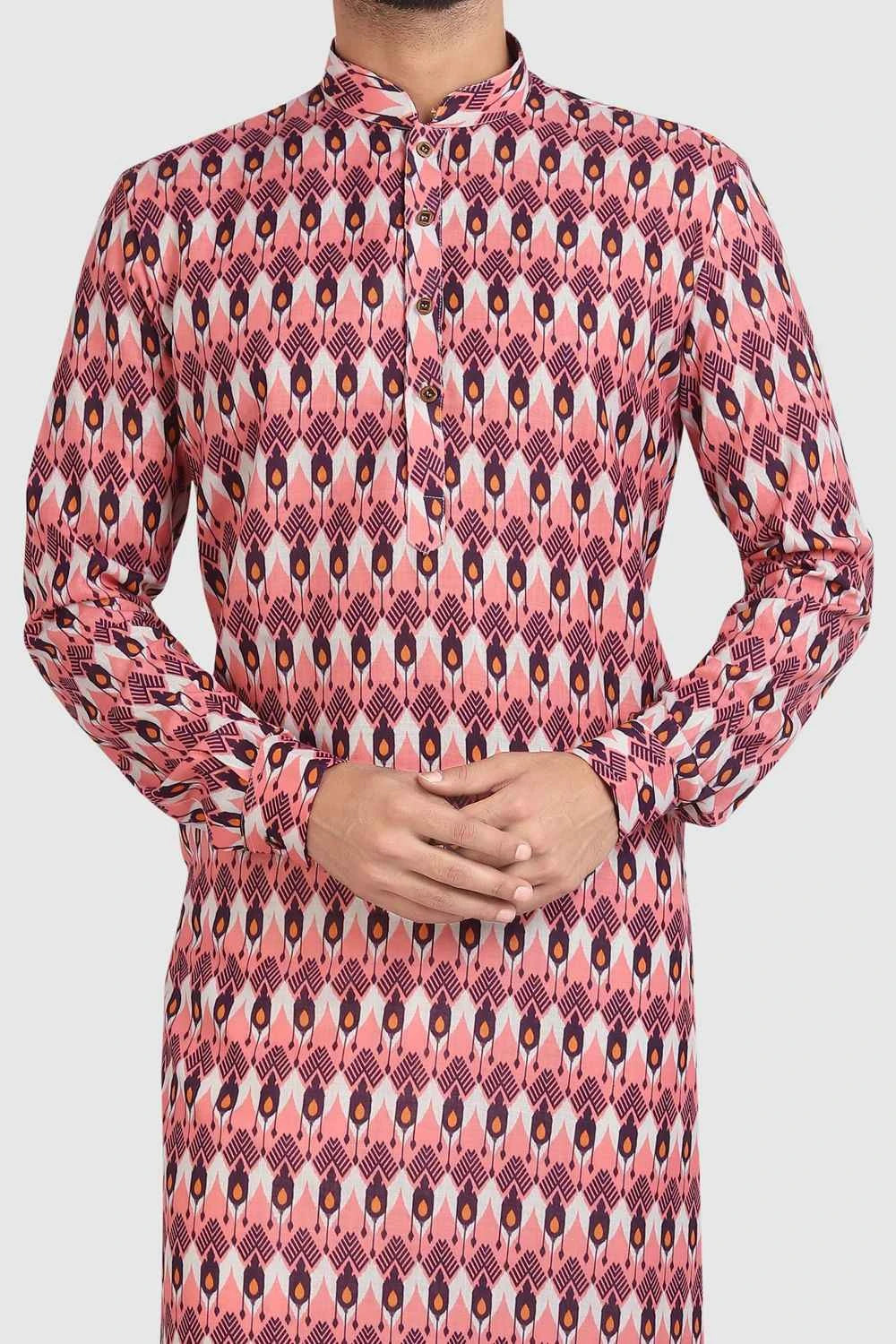 Multicoloured Cotton Printed Mens Kurta (NMK-5723)