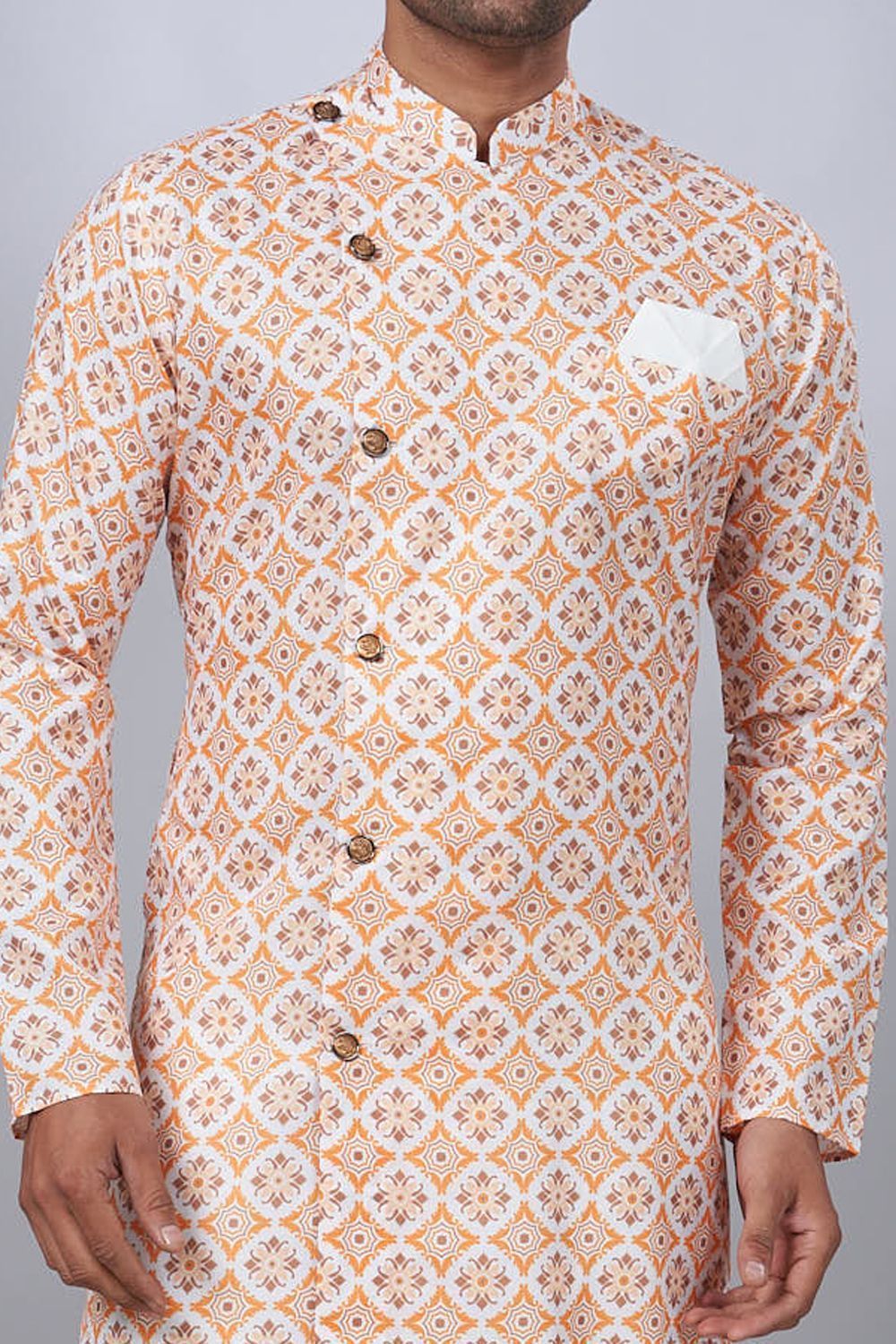 Multicoloured Printed Cotton Mens Indo Western (NMK-6939) - Nihal Fashions