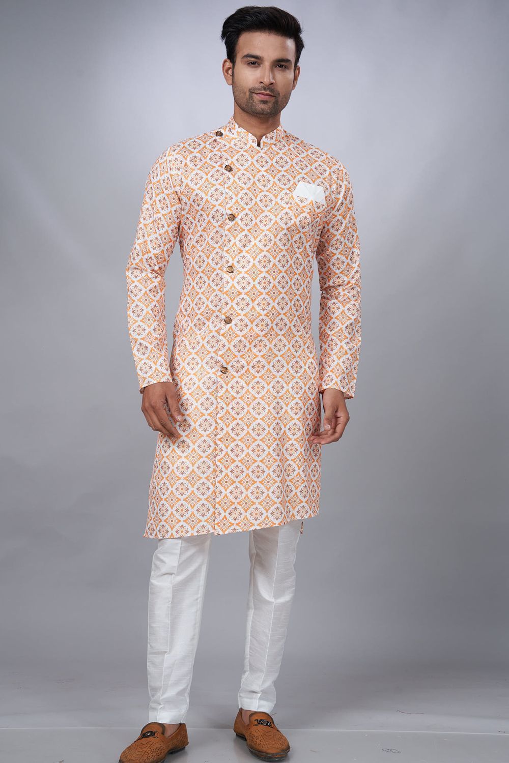 Multicoloured Printed Cotton Mens Indo Western (NMK-6939) - Nihal Fashions