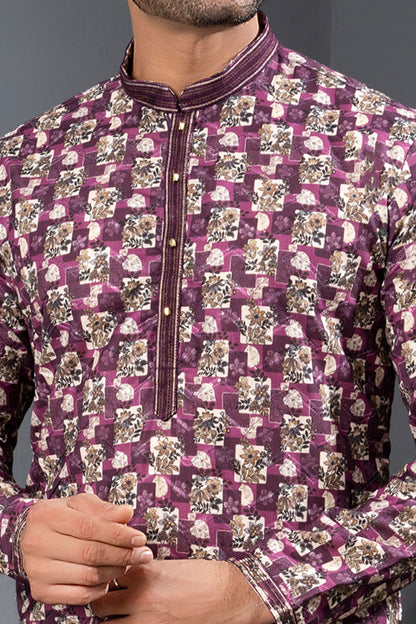 Multicoloured Printed Cotton Silk Casual Kurta (NMK-8752) - Nihal Fashions