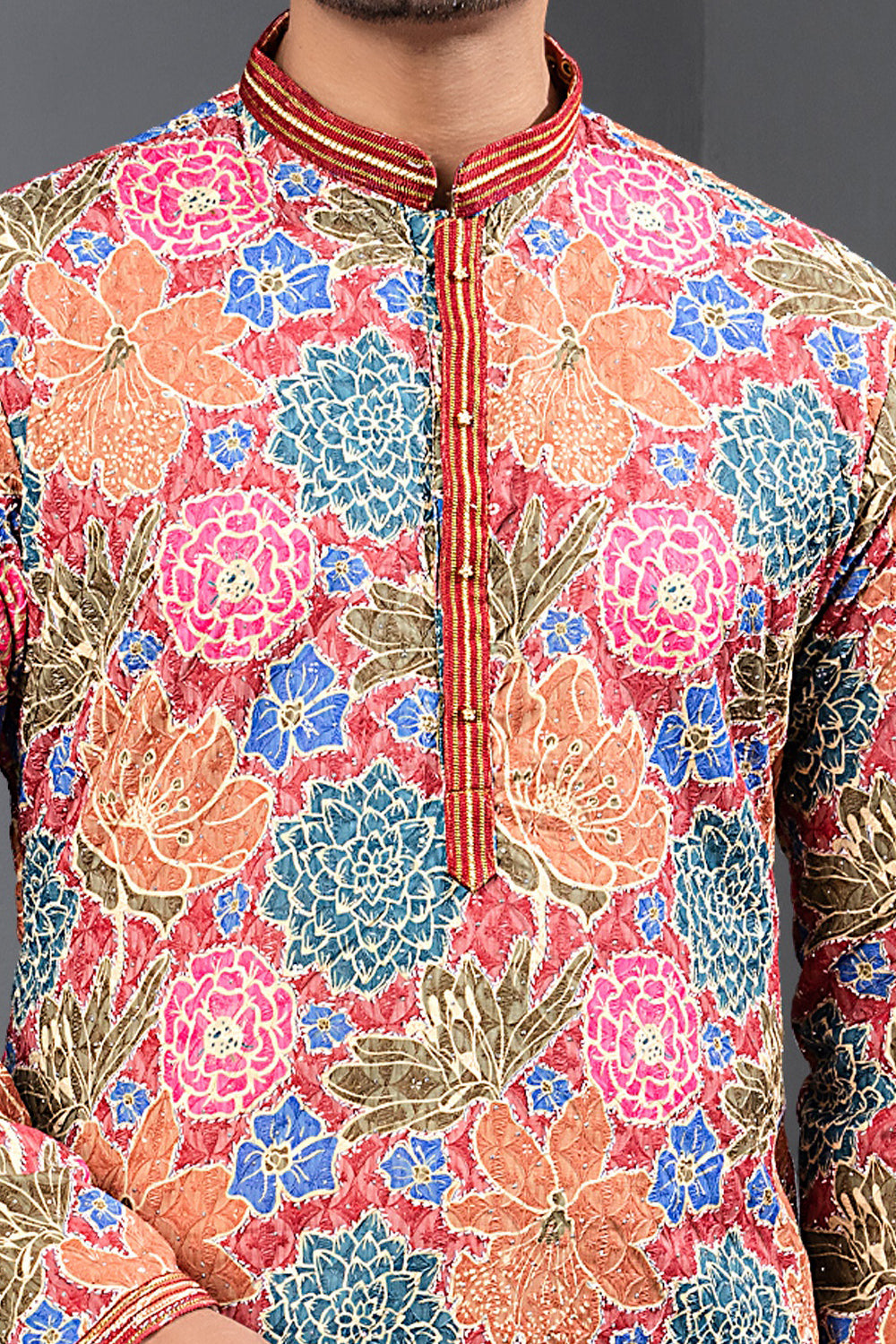 Multicoloured Printed Cotton Silk Casual Kurta (NMK-8754) - Nihal Fashions