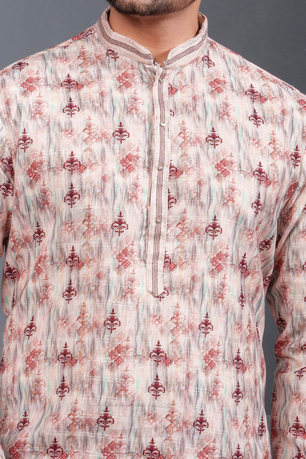 Multicoloured  Printed Cotton Silk Mens Kurta (NMK-8766) - Nihal Fashions