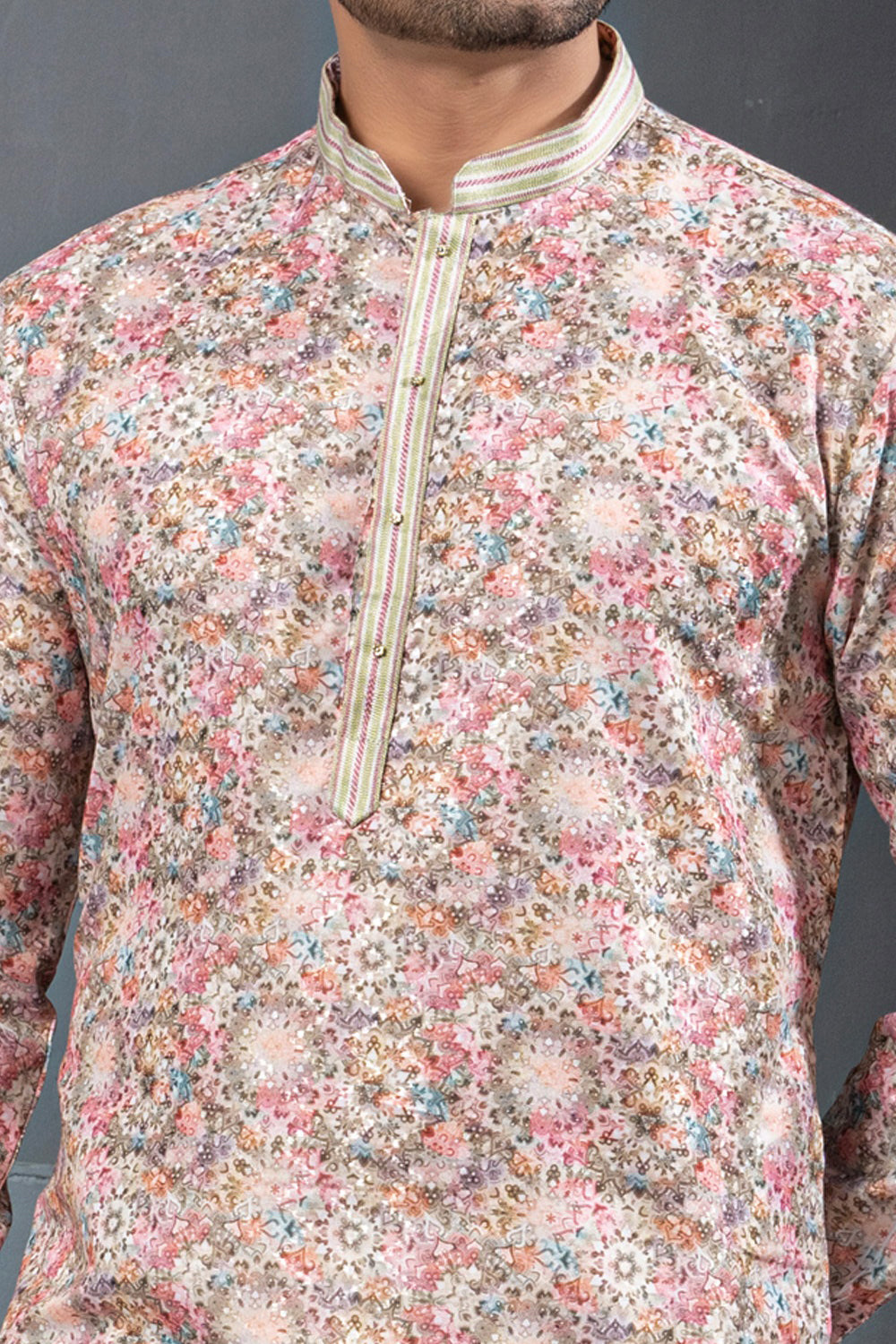 Multicoloured Printed Mens Kurta Pajama (NMK-8779) - Nihal Fashions
