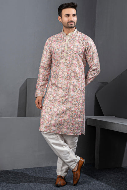 Multicoloured Printed Mens Kurta Pajama (NMK-8779) - Nihal Fashions