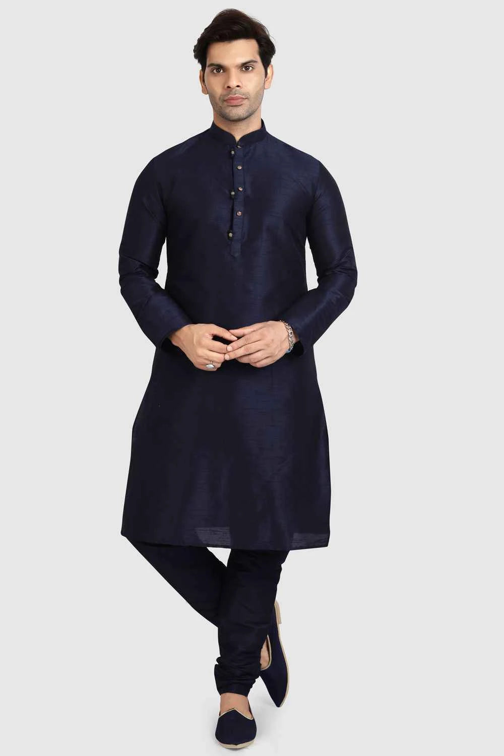 Navy Blue Art Silk Kurta Pajama (NMK-5919)
