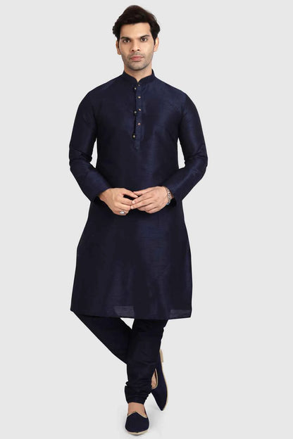 Navy Blue Art Silk Kurta Pajama (NMK-5919)
