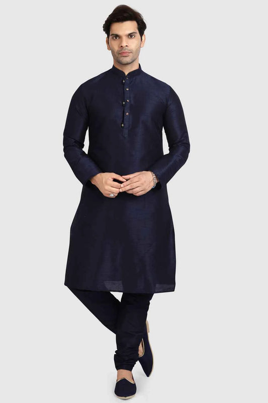 Navy Blue Art Silk Kurta Pajama (NMK-5919)