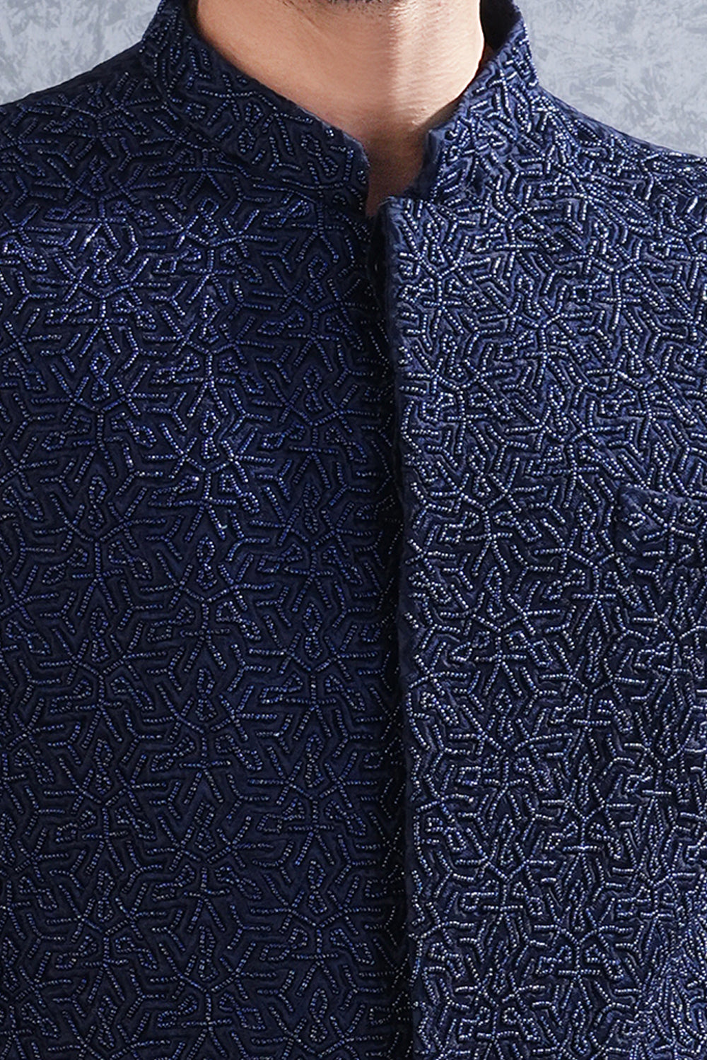 Navy Blue Tussar Silk Mens Jodhpuri (NMK-8461) - Nihal Fashions