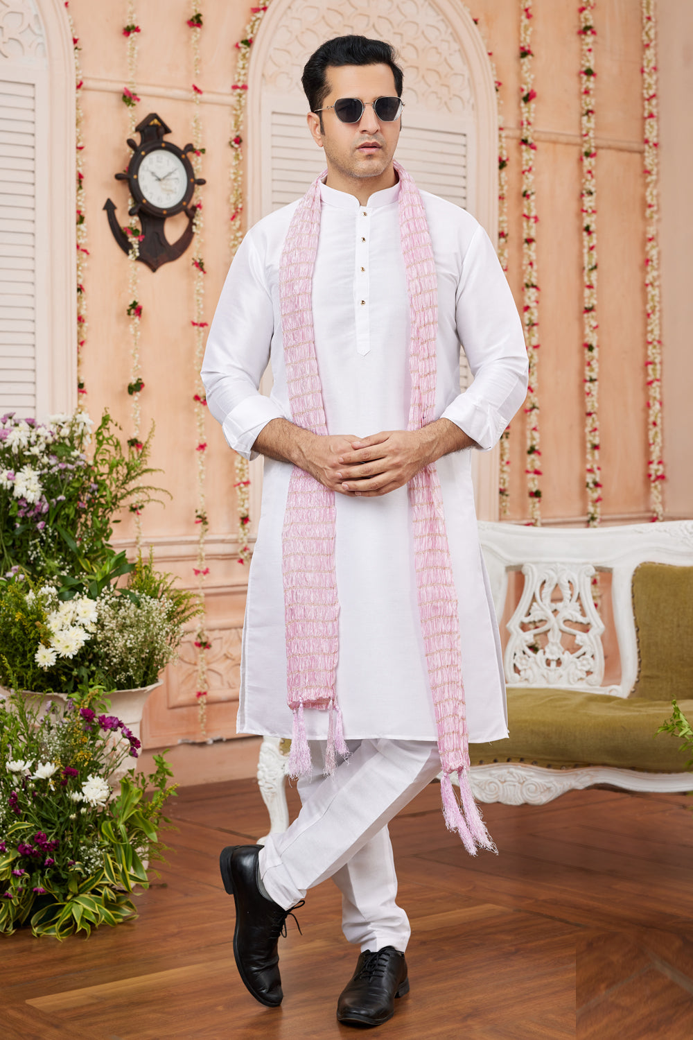 Off White Art Silk Casual Kurta Pajama (NMK-7957) - Nihal Fashions