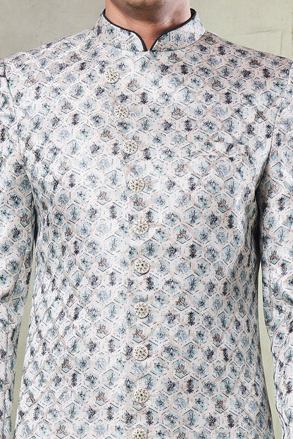 Off White Art Silk Indo Western (NMK-8431) - Nihal Fashions