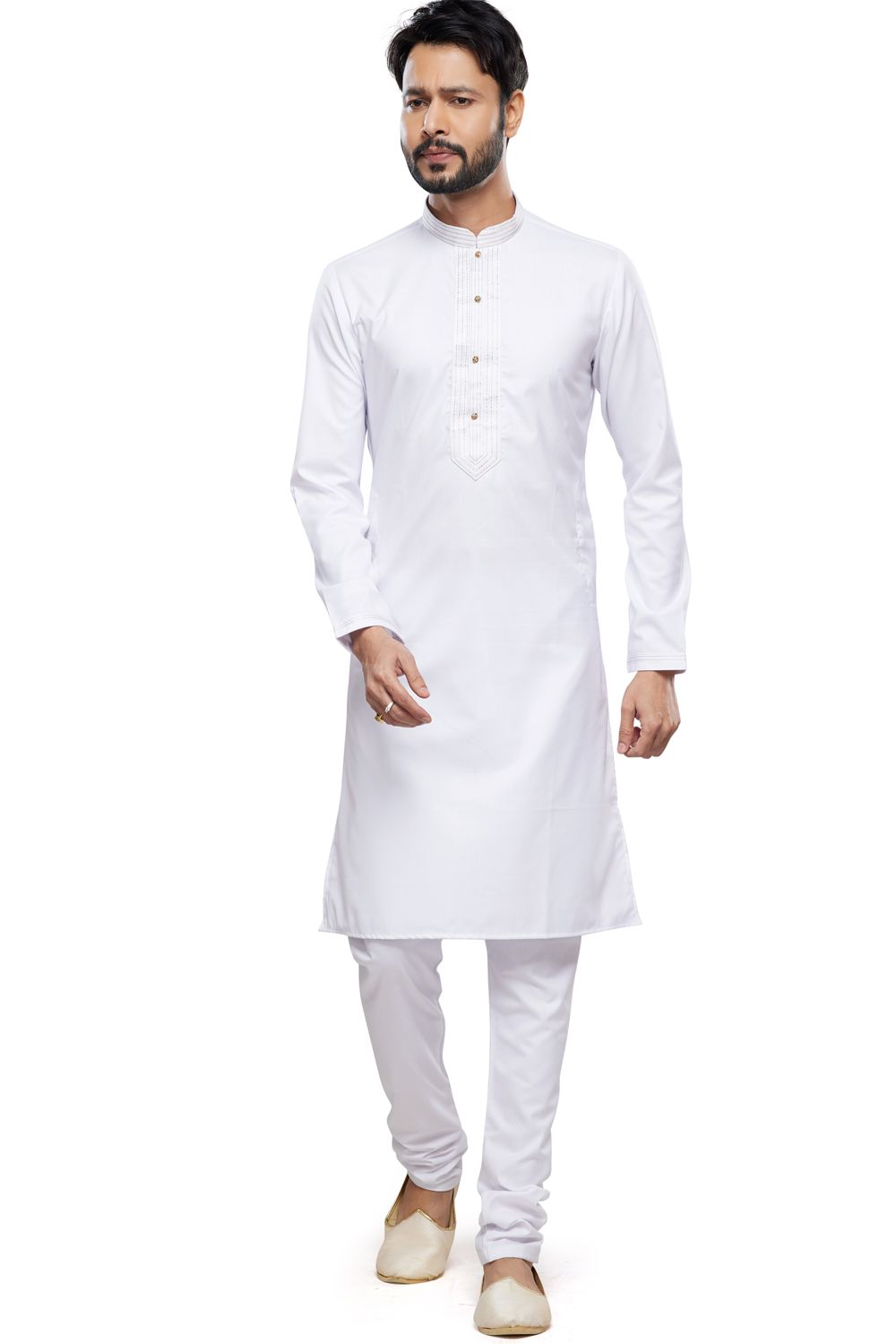 Off White Art Silk Kurta Pajama (NMK-7488) - Nihal Fashions
