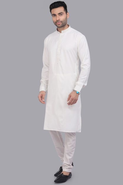 Off White Art Silk Kurta Pajama (NMK-7510) - Nihal Fashions