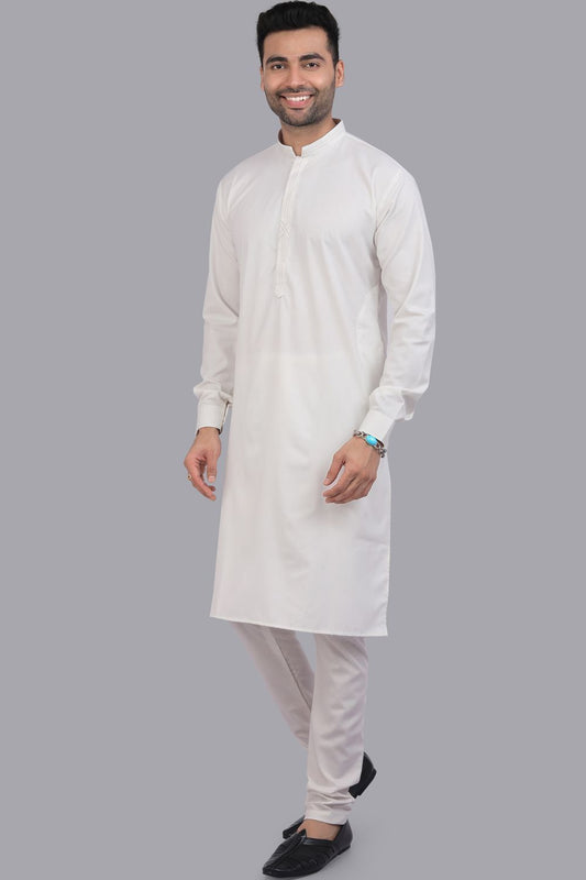 Off White Art Silk Mens Kurta (NMK-7504) - Nihal Fashions