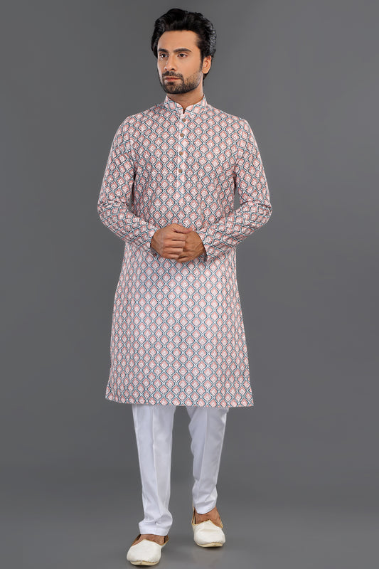 Off White Cotton Casual Kurta Pajama (NMK-8128) - Nihal Fashions
