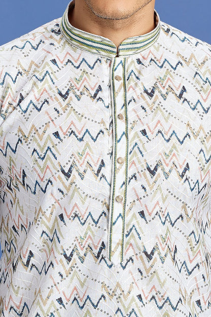Off White Cotton Digital Printed Kurta (NMK-7519) - Nihal Fashions
