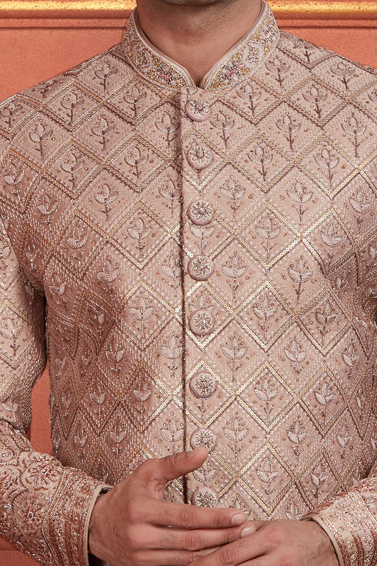 Onion Art Silk Sherwani for Men (NMK-7891) - Nihal Fashions