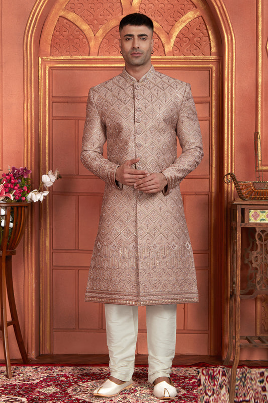 Onion Art Silk Sherwani for Men (NMK-7891) - Nihal Fashions