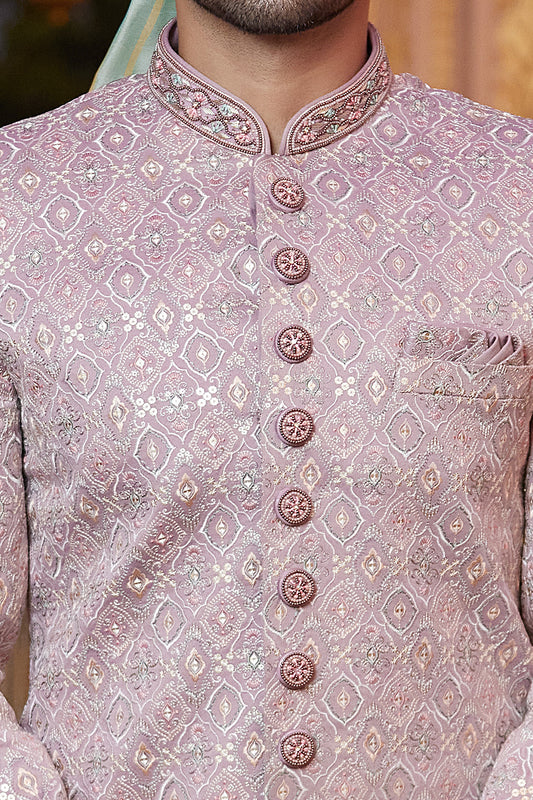 Onion Art Silk Sherwani (NMK-8195) - Nihal Fashions