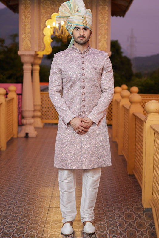 Onion Art Silk Sherwani (NMK-8195) - Nihal Fashions