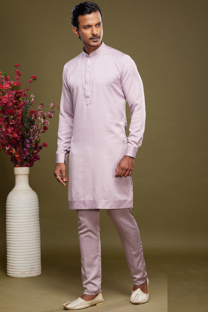 Onion Pink Art Banarasi Silk Casual Kurta (NMK-7069) - Nihal Fashions
