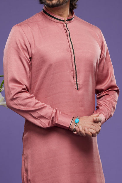 Onion Pink Art Banarasi Silk Mens Kurta Pajama (NMK-7072) - Nihal Fashions