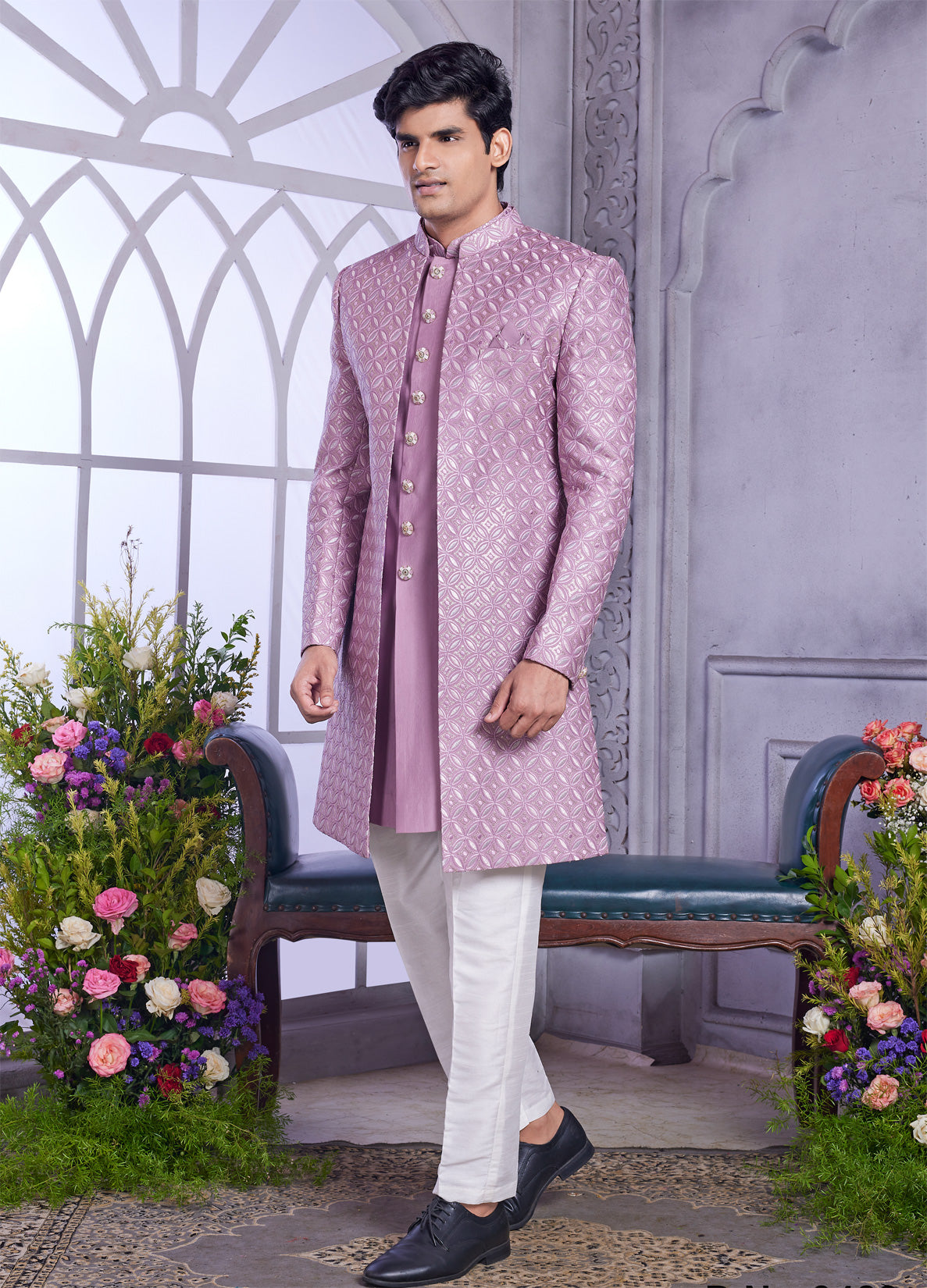 Onion Pink Art Silk 2 Pcs Jacket Set (NMK-8317) - Nihal Fashions