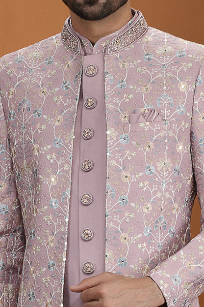 Onion Pink Art Silk 3 piece Indo Western (NMK-8641) - Nihal Fashions