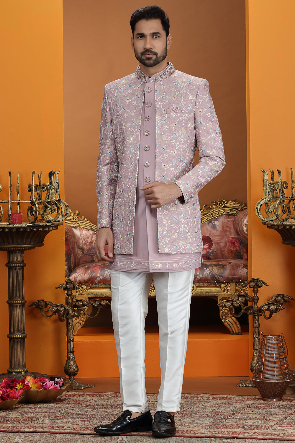 Onion Pink Art Silk 3 piece Indo Western (NMK-8641) - Nihal Fashions