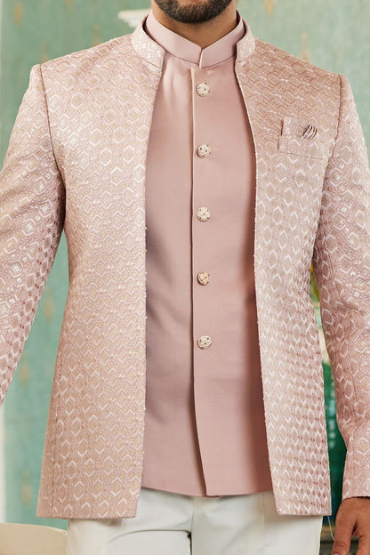 Onion Pink Art Silk Embroidered Indo Western (NMK-7128) - Nihal Fashions