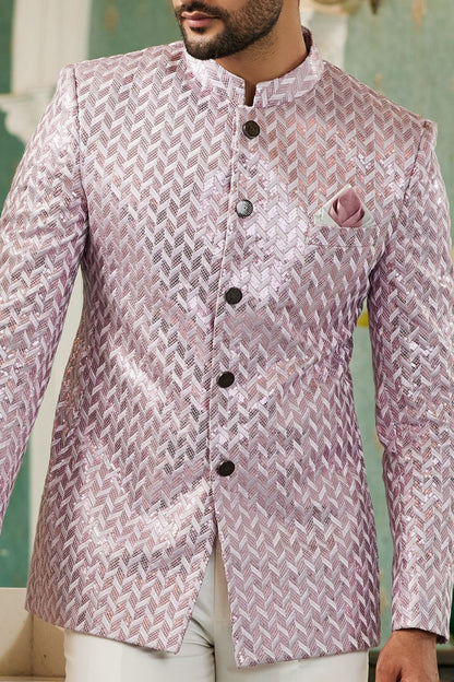 Onion Pink Art Silk Embroidered Indo Western (NMK-7135) - Nihal Fashions