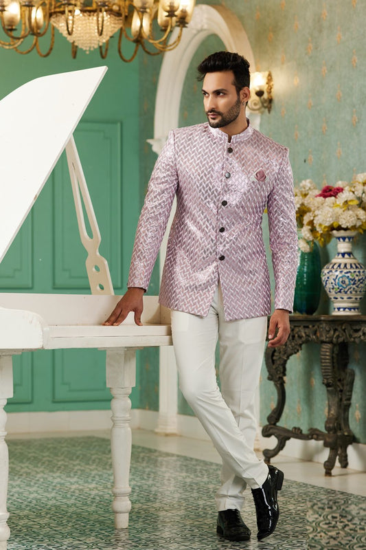 Onion Pink Art Silk Embroidered Indo Western (NMK-7135) - Nihal Fashions